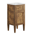 Modway EEI-6436-WHI-BRN Elysian 18" Wood Bathroom Vanity White Brown