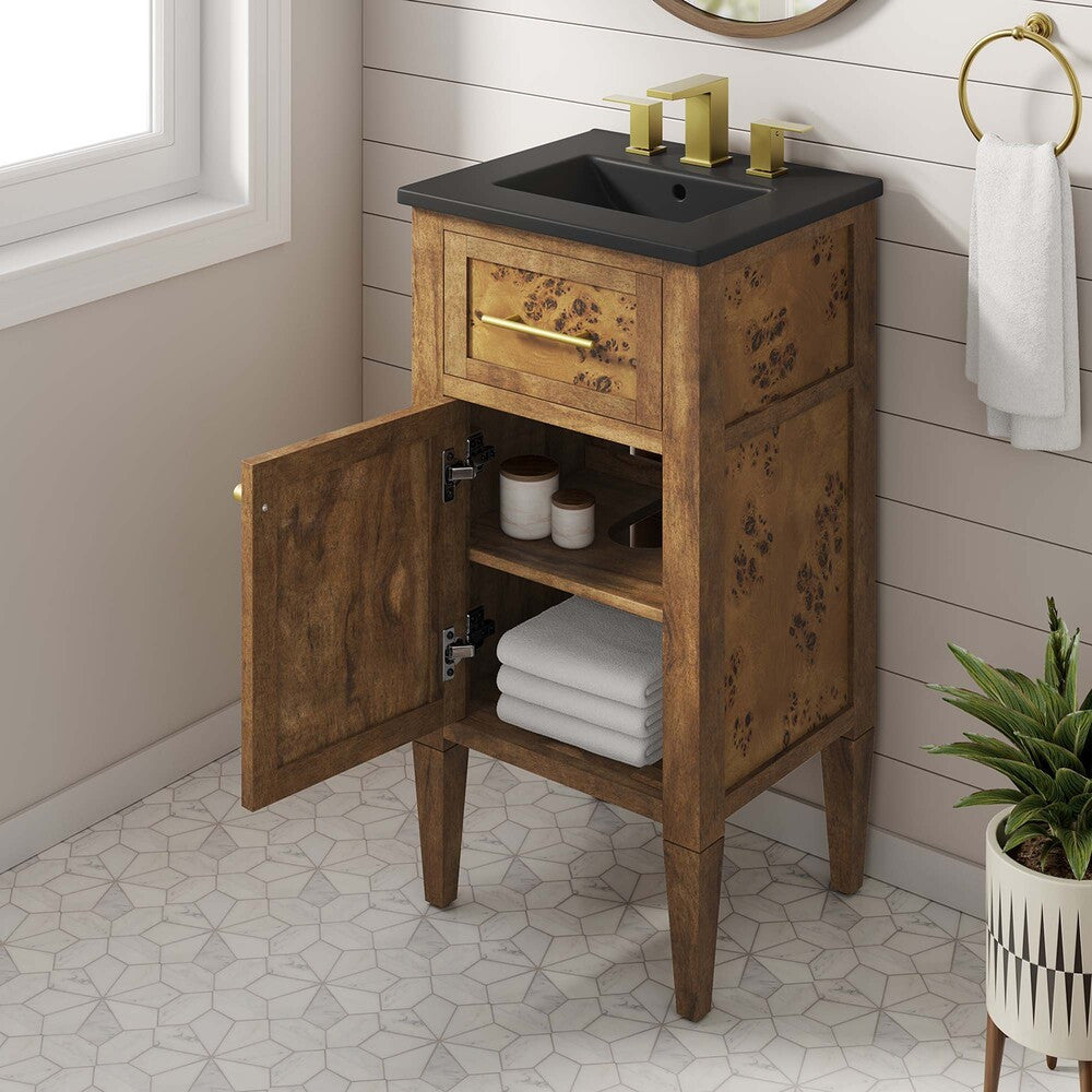 EEI-6438-BLK-BRN Elysian 18" Wood Bathroom Vanity by Modway