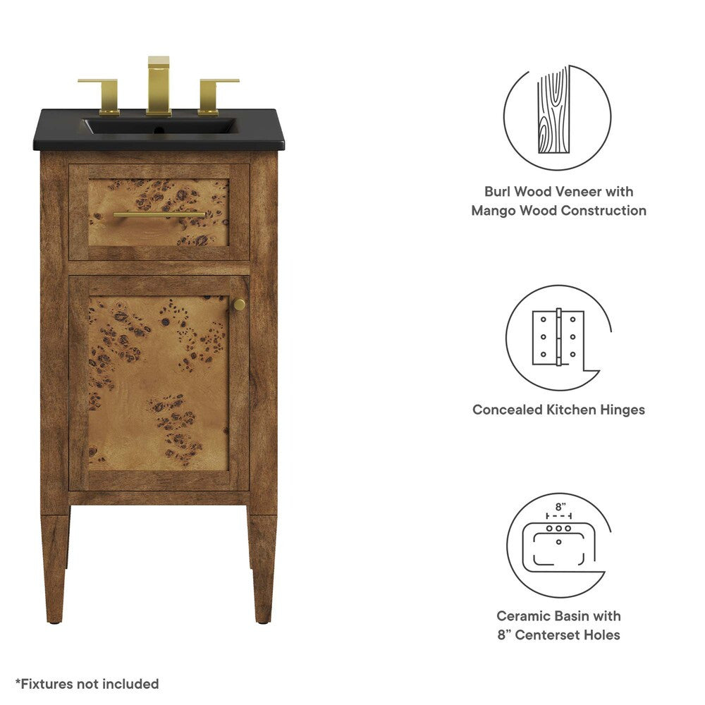 EEI-6438-BLK-BRN Elysian 18" Wood Bathroom Vanity by Modway