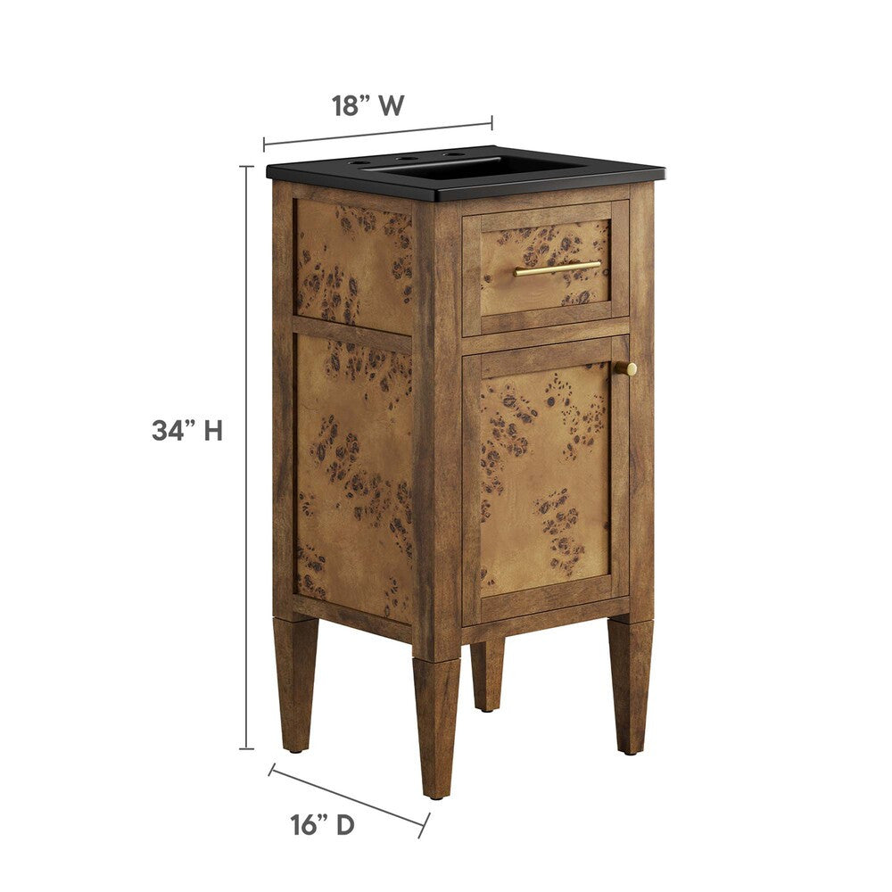 EEI-6438-BLK-BRN Elysian 18" Wood Bathroom Vanity by Modway