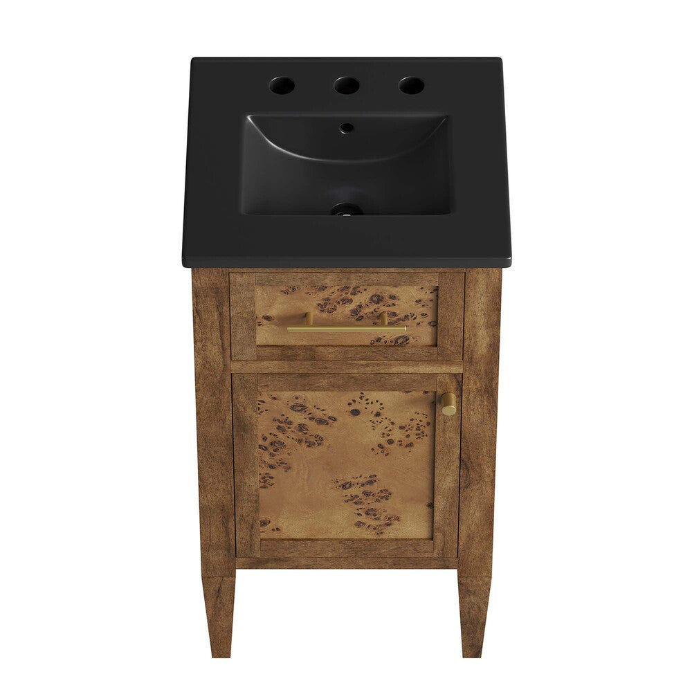 EEI-6438-BLK-BRN Elysian 18" Wood Bathroom Vanity by Modway