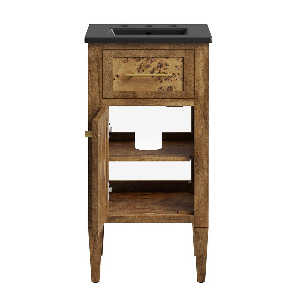 EEI-6438-BLK-BRN Elysian 18" Wood Bathroom Vanity by Modway