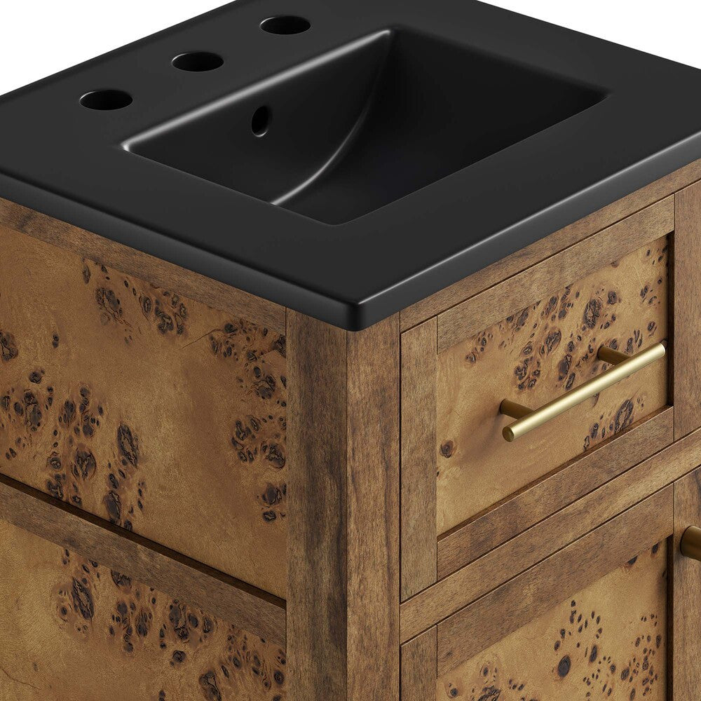 EEI-6438-BLK-BRN Elysian 18" Wood Bathroom Vanity by Modway
