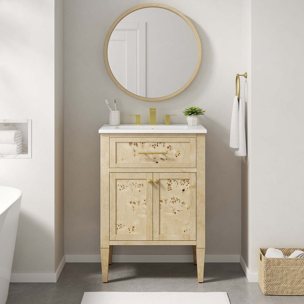 EEI-6439-WHI-BUR Elysian 24" Wood Bathroom Vanity by Modway