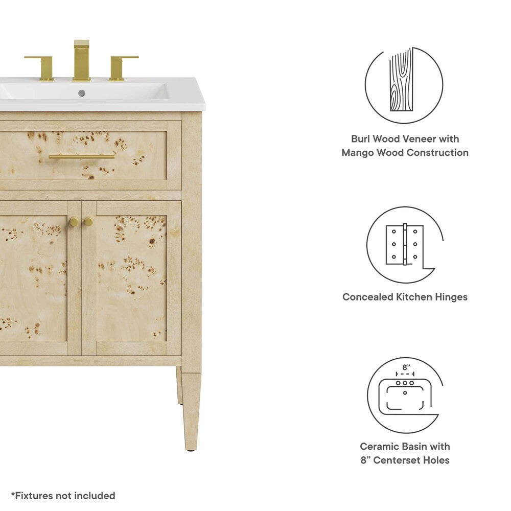 EEI-6439-WHI-BUR Elysian 24" Wood Bathroom Vanity by Modway