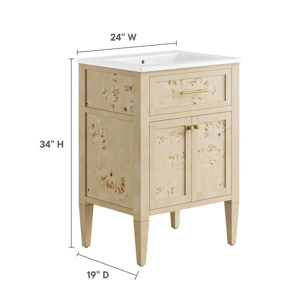 EEI-6439-WHI-BUR Elysian 24" Wood Bathroom Vanity by Modway