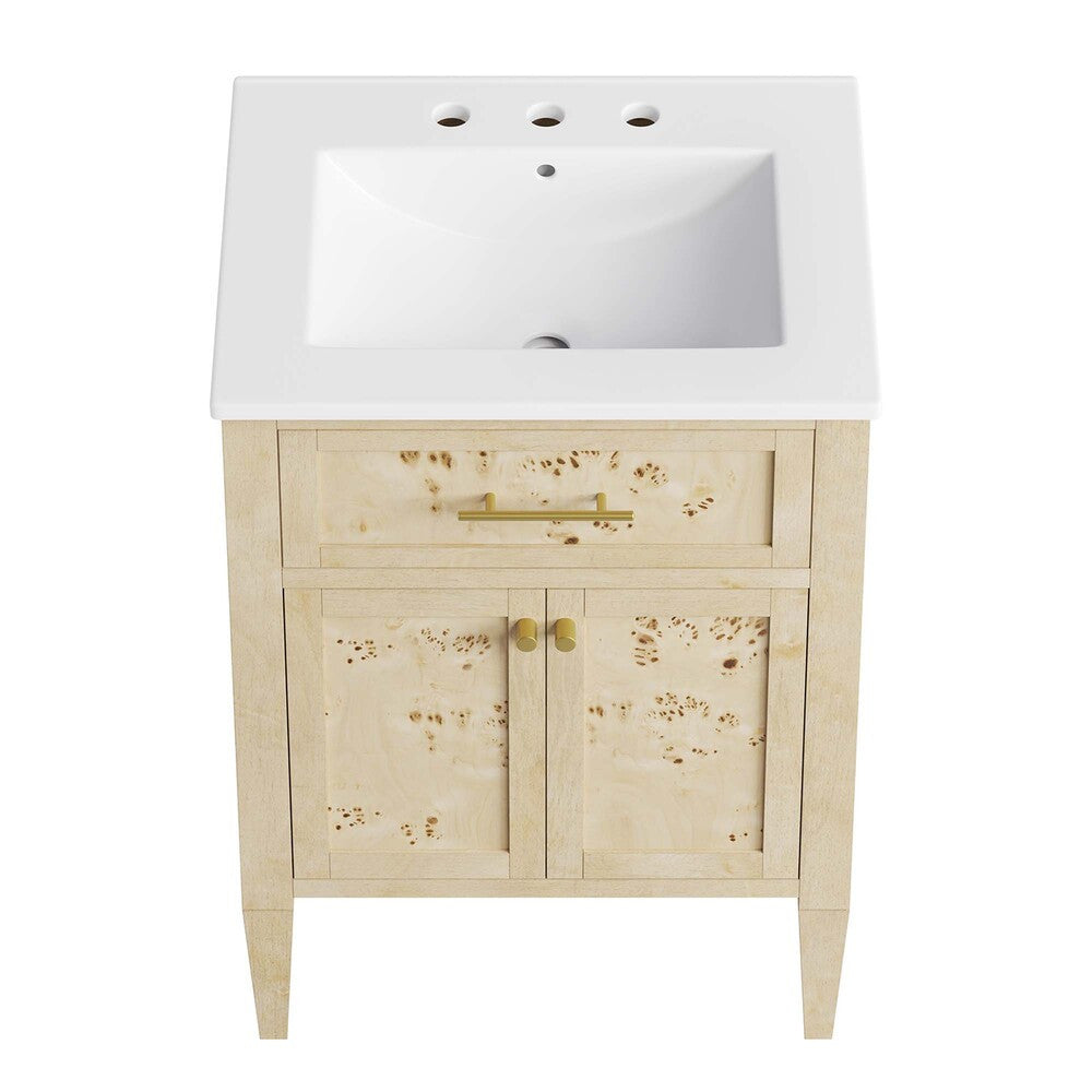 EEI-6439-WHI-BUR Elysian 24" Wood Bathroom Vanity by Modway