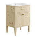 Modway EEI-6439-WHI-BUR Elysian 24" Wood Bathroom Vanity White Burl