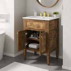 EEI-6440-WHI-BRN Elysian 24" Wood Bathroom Vanity by Modway