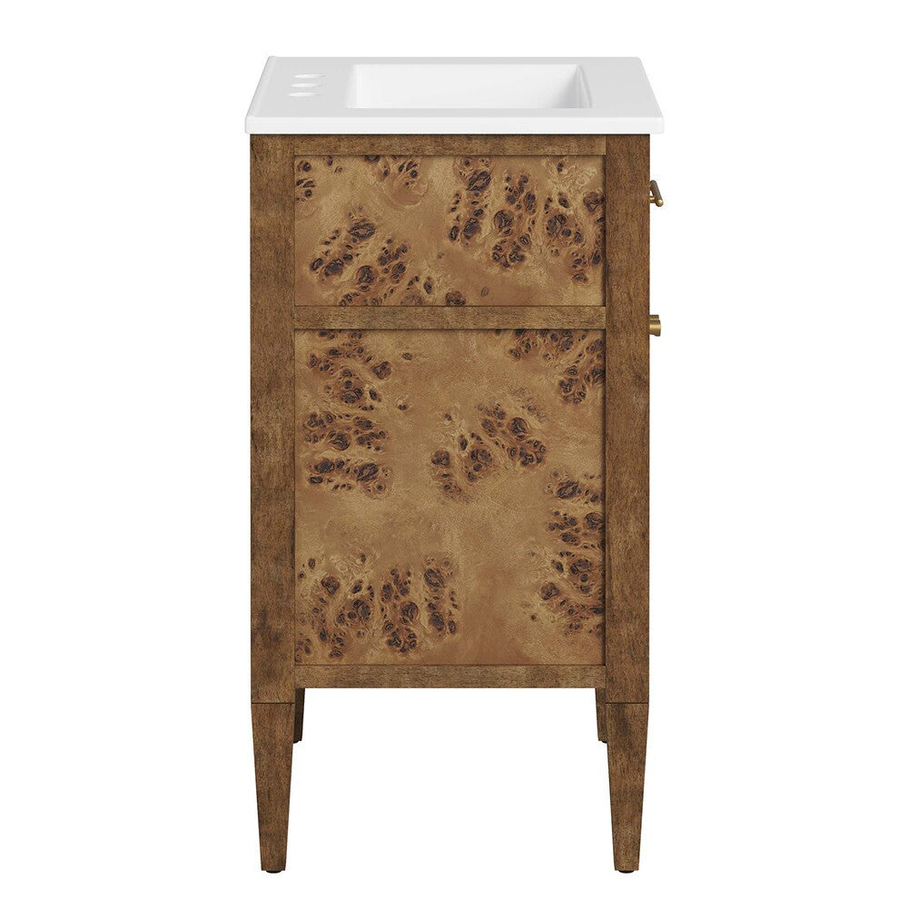 EEI-6440-WHI-BRN Elysian 24" Wood Bathroom Vanity by Modway