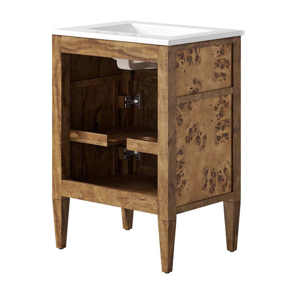 EEI-6440-WHI-BRN Elysian 24" Wood Bathroom Vanity by Modway