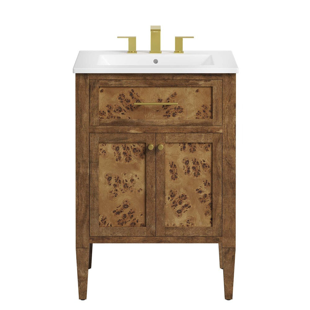 EEI-6440-WHI-BRN Elysian 24" Wood Bathroom Vanity by Modway