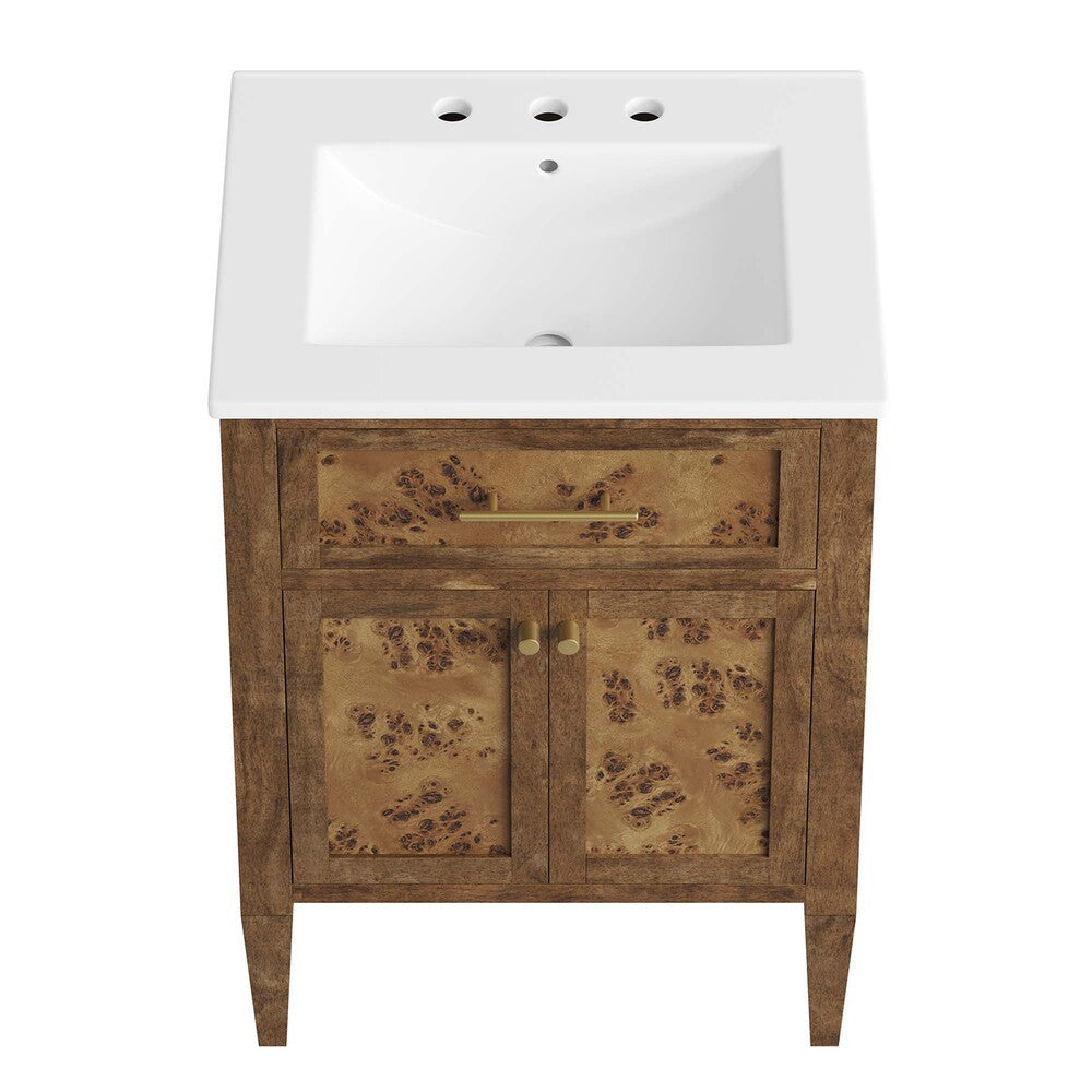 EEI-6440-WHI-BRN Elysian 24" Wood Bathroom Vanity by Modway