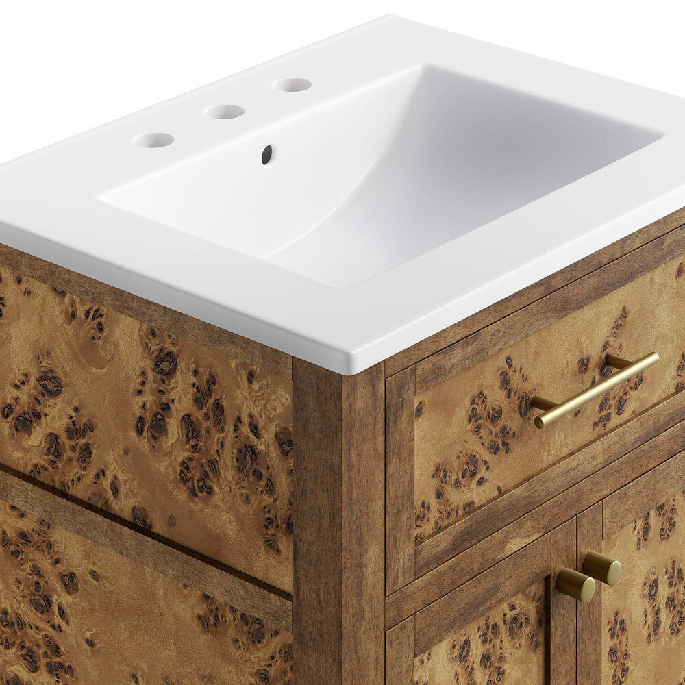 EEI-6440-WHI-BRN Elysian 24" Wood Bathroom Vanity by Modway