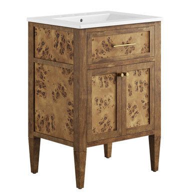 Modway EEI-6440-WHI-BRN Elysian 24" Wood Bathroom Vanity White Brown
