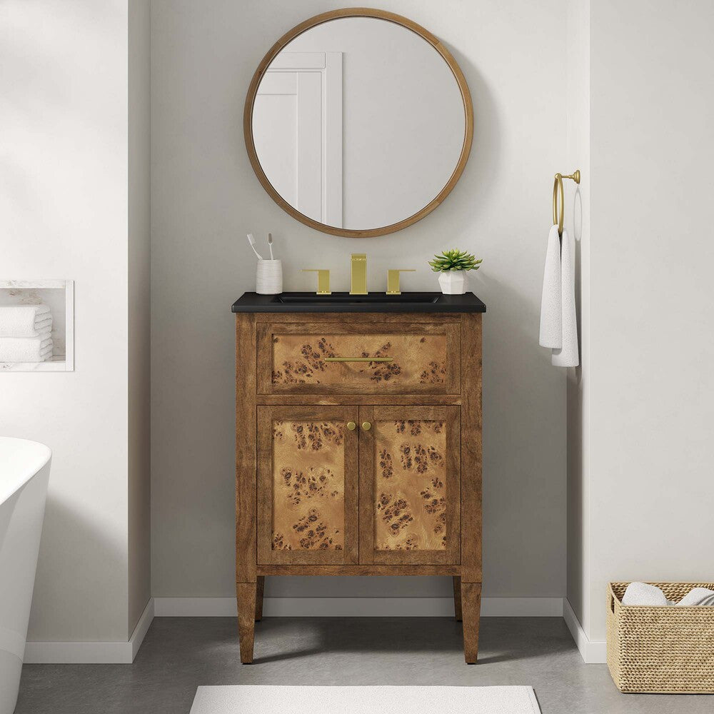 EEI-6442-BLK-BRN Elysian 24" Wood Bathroom Vanity by Modway