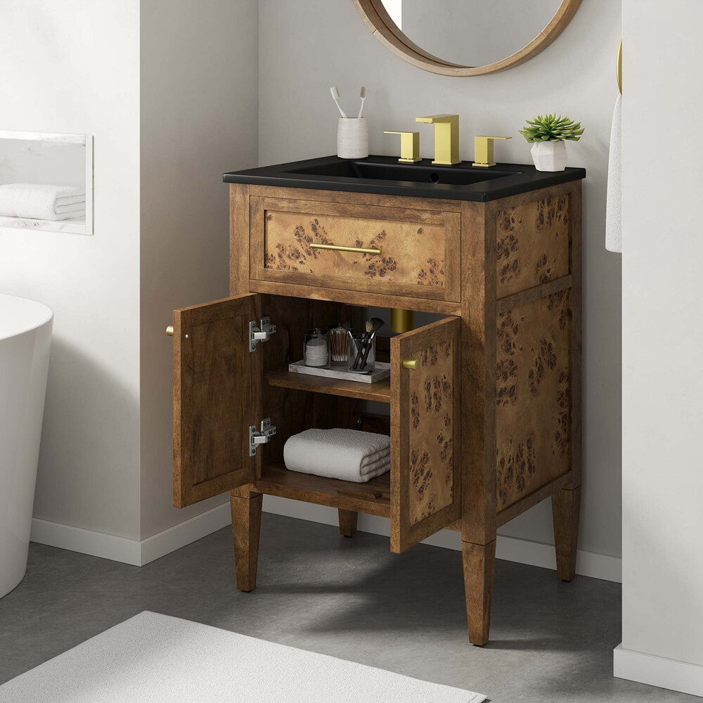 EEI-6442-BLK-BRN Elysian 24" Wood Bathroom Vanity by Modway