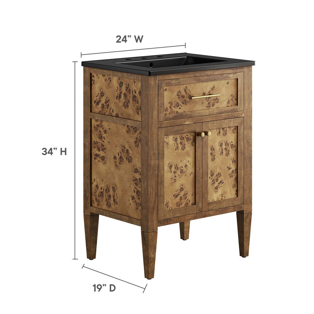 EEI-6442-BLK-BRN Elysian 24" Wood Bathroom Vanity by Modway