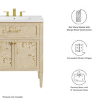 EEI-6443-WHI-BUR Elysian 30" Wood Bathroom Vanity by Modway