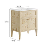 EEI-6443-WHI-BUR Elysian 30" Wood Bathroom Vanity by Modway