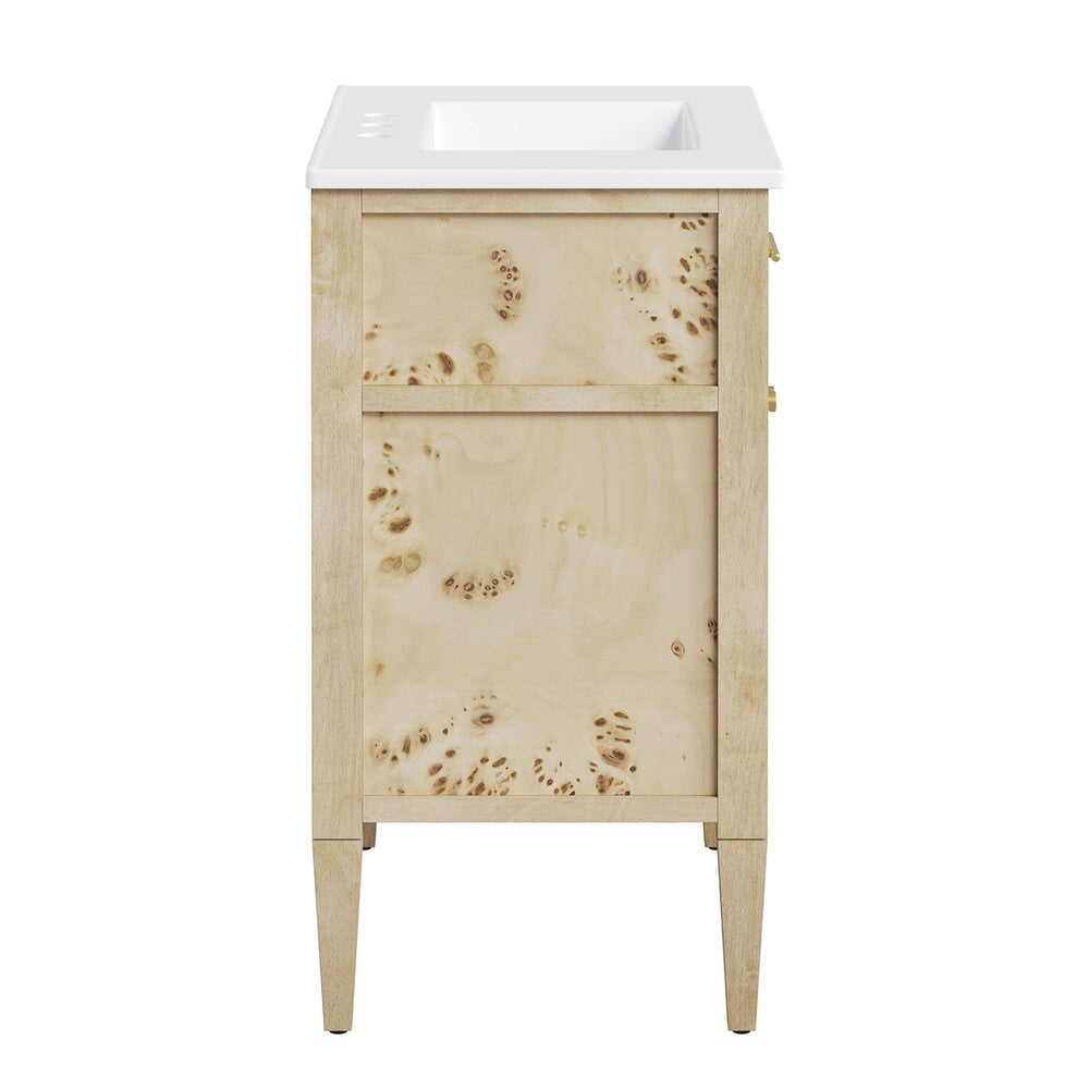 EEI-6443-WHI-BUR Elysian 30" Wood Bathroom Vanity by Modway