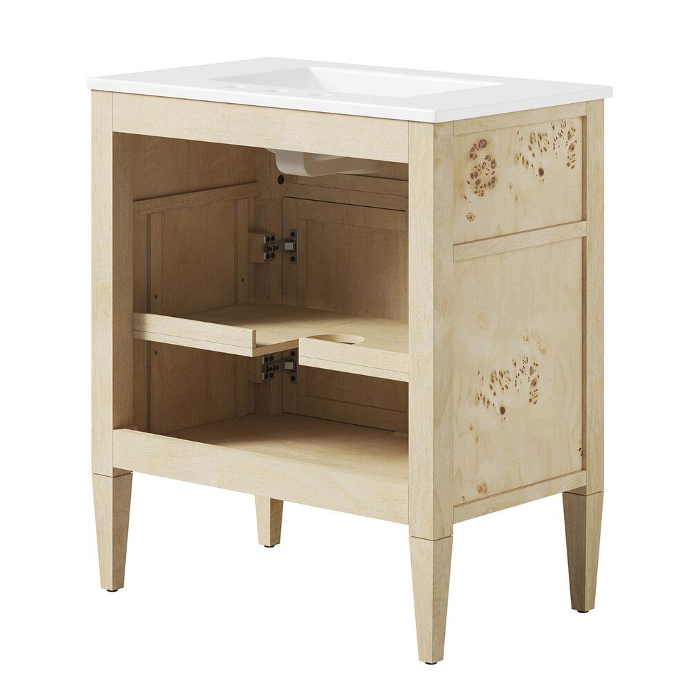 EEI-6443-WHI-BUR Elysian 30" Wood Bathroom Vanity by Modway