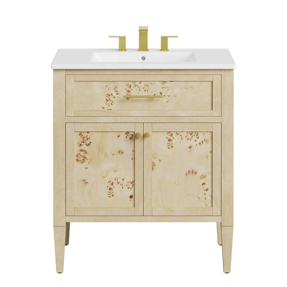 EEI-6443-WHI-BUR Elysian 30" Wood Bathroom Vanity by Modway