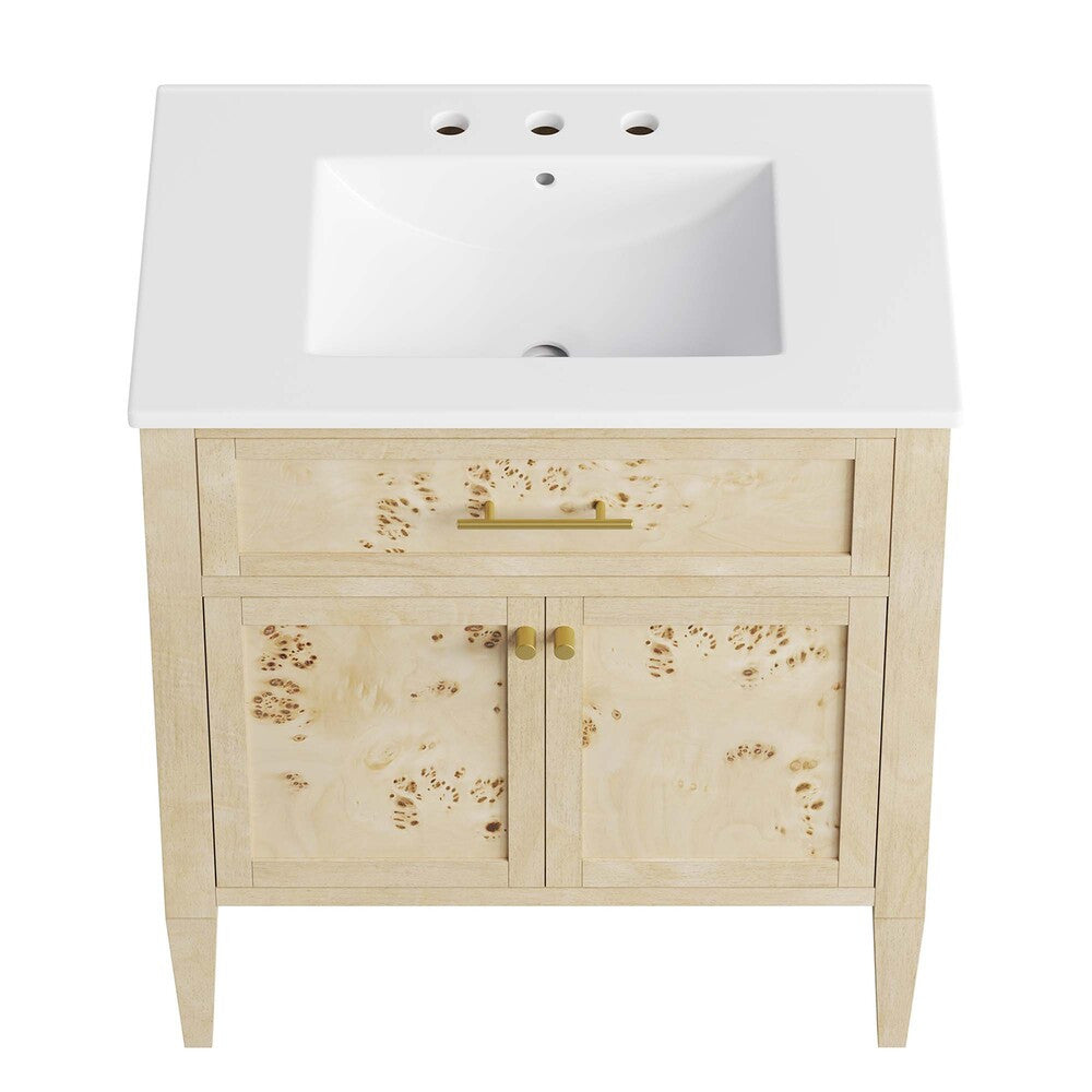 EEI-6443-WHI-BUR Elysian 30" Wood Bathroom Vanity by Modway