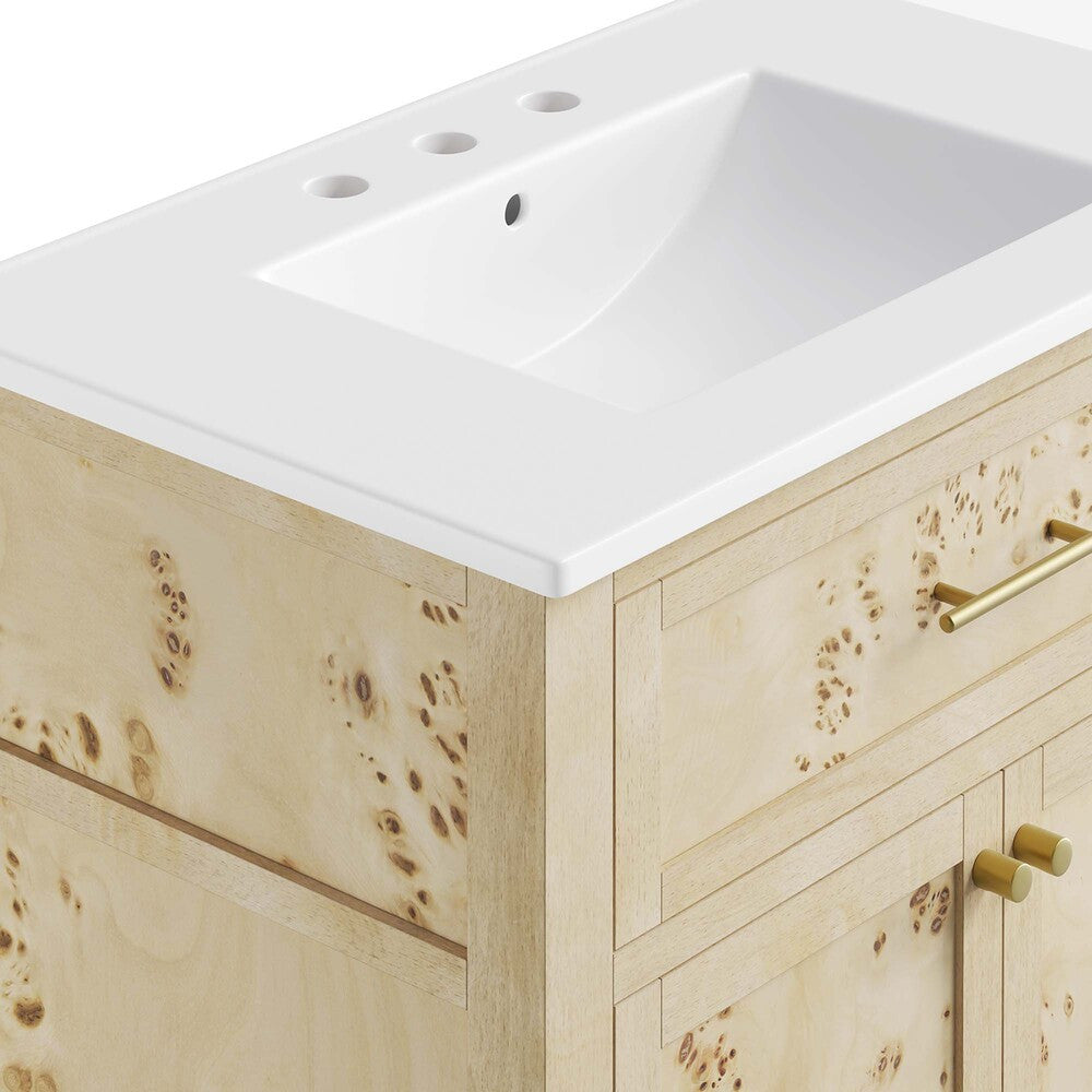 EEI-6443-WHI-BUR Elysian 30" Wood Bathroom Vanity by Modway