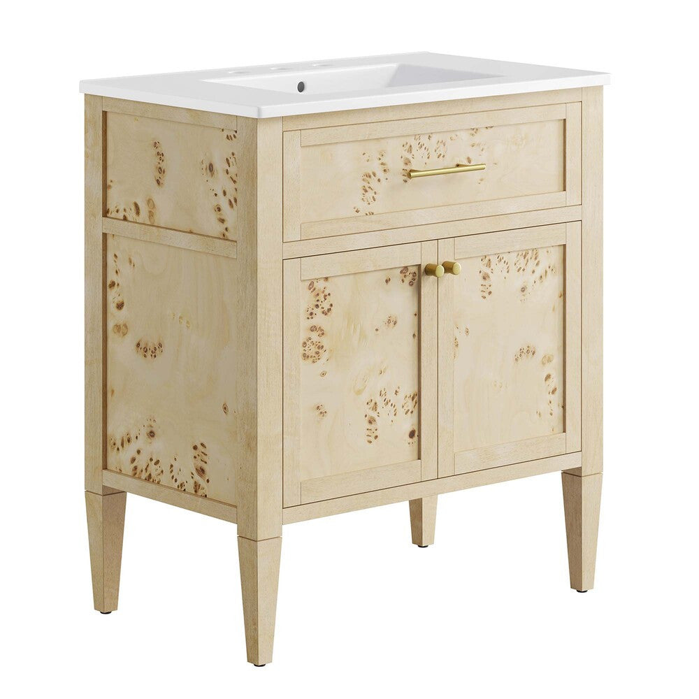 EEI-6443-WHI-BUR Elysian 30" Wood Bathroom Vanity by Modway