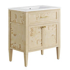 Modway EEI-6443-WHI-BUR Elysian 30" Wood Bathroom Vanity White Burl