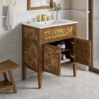 EEI-6444-WHI-BRN Elysian 30" Wood Bathroom Vanity by Modway