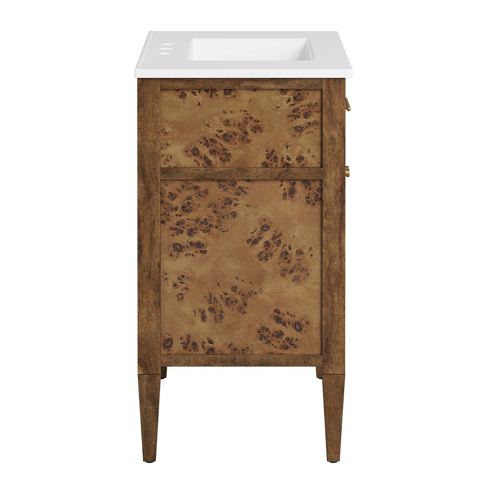EEI-6444-WHI-BRN Elysian 30" Wood Bathroom Vanity by Modway