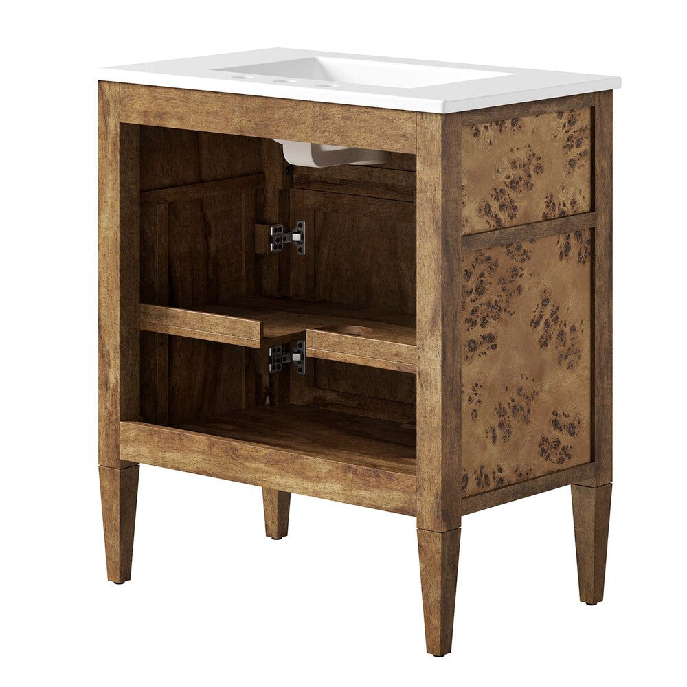 EEI-6444-WHI-BRN Elysian 30" Wood Bathroom Vanity by Modway