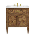 EEI-6444-WHI-BRN Elysian 30" Wood Bathroom Vanity by Modway