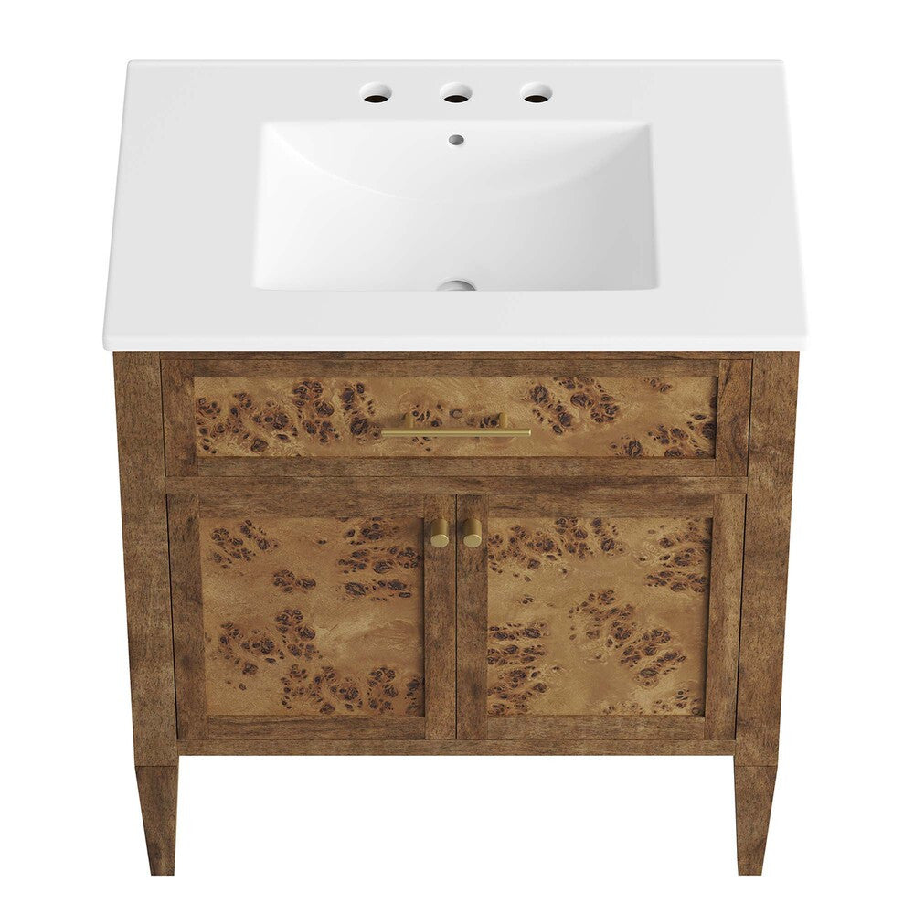 EEI-6444-WHI-BRN Elysian 30" Wood Bathroom Vanity by Modway