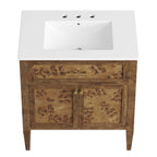 EEI-6444-WHI-BRN Elysian 30" Wood Bathroom Vanity by Modway