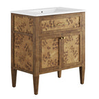 Modway EEI-6444-WHI-BRN Elysian 30" Wood Bathroom Vanity White Brown