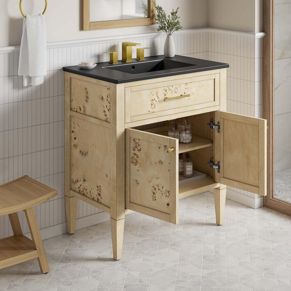 EEI-6445-BLK-BUR Elysian 30" Wood Bathroom Vanity by Modway
