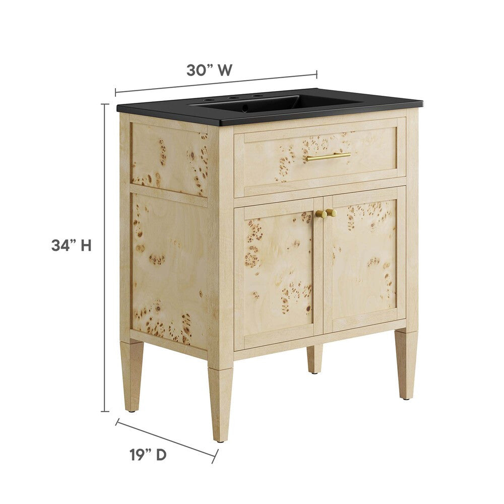 EEI-6445-BLK-BUR Elysian 30" Wood Bathroom Vanity by Modway