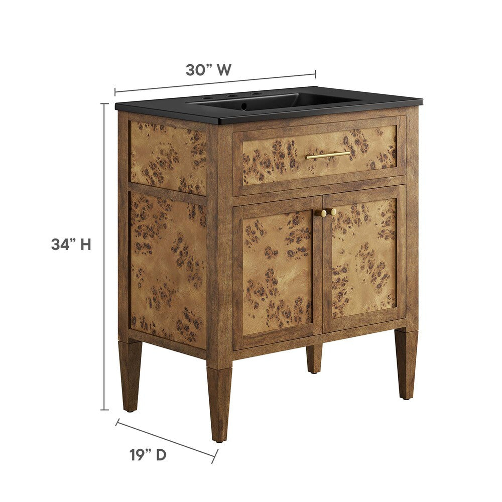 EEI-6446-BLK-BRN Elysian 30" Wood Bathroom Vanity by Modway
