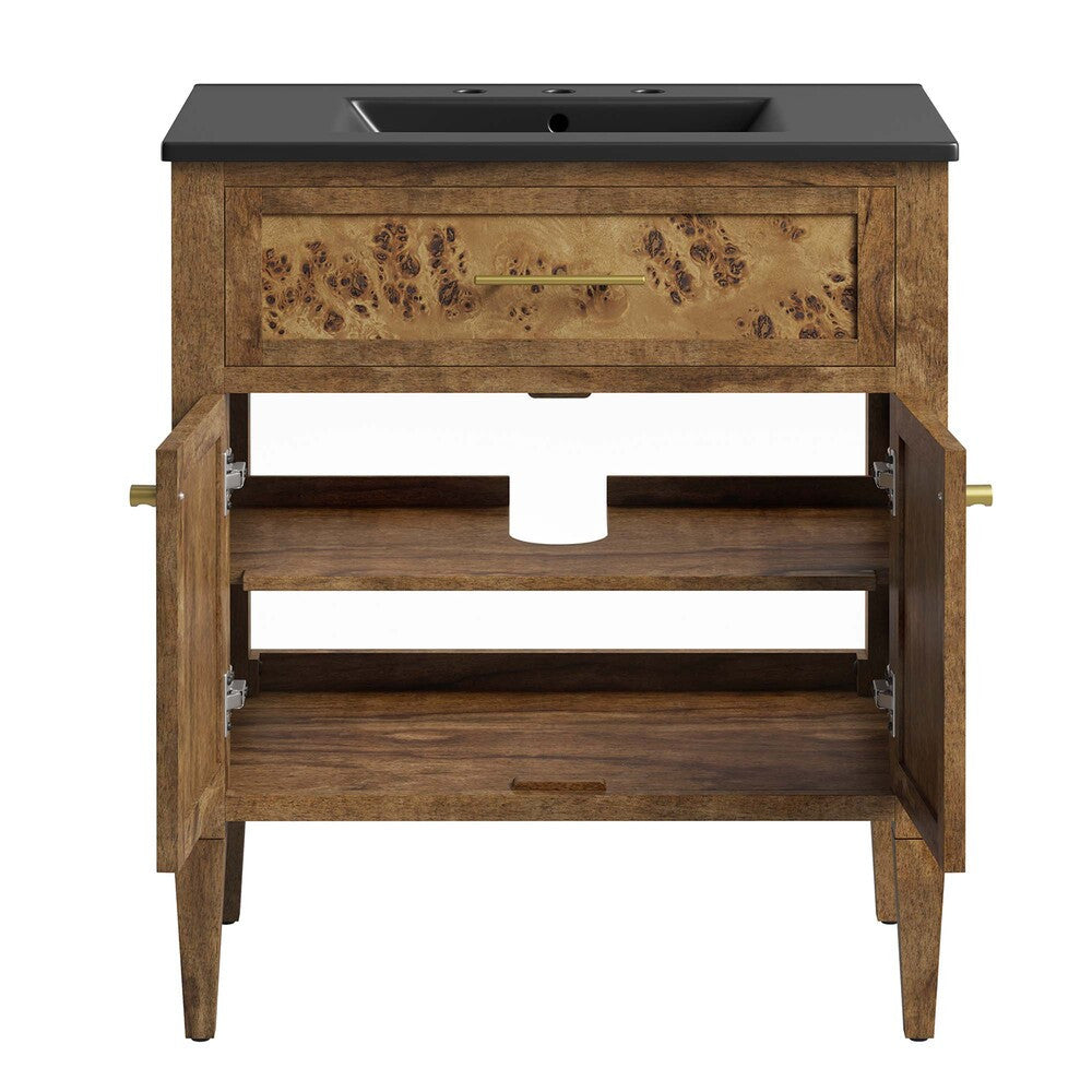 EEI-6446-BLK-BRN Elysian 30" Wood Bathroom Vanity by Modway