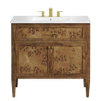EEI-6448-WHI-BRN Elysian 36" Wood Bathroom Vanity by Modway