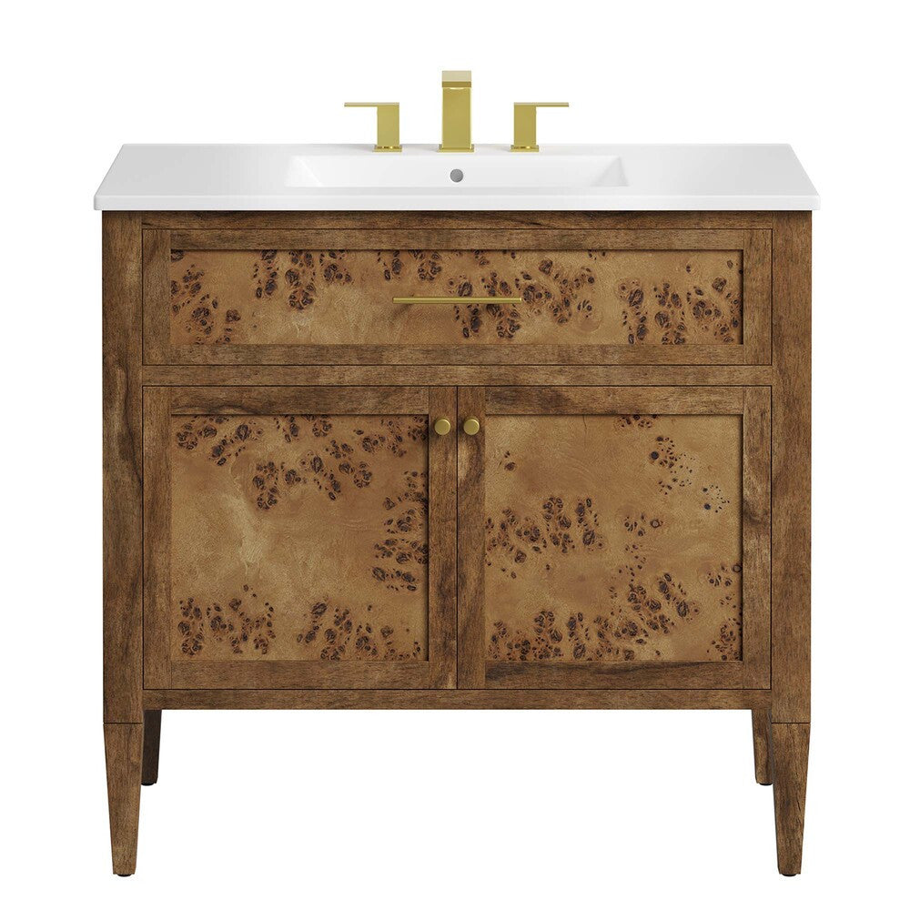 EEI-6448-WHI-BRN Elysian 36" Wood Bathroom Vanity by Modway