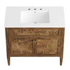 EEI-6448-WHI-BRN Elysian 36" Wood Bathroom Vanity by Modway