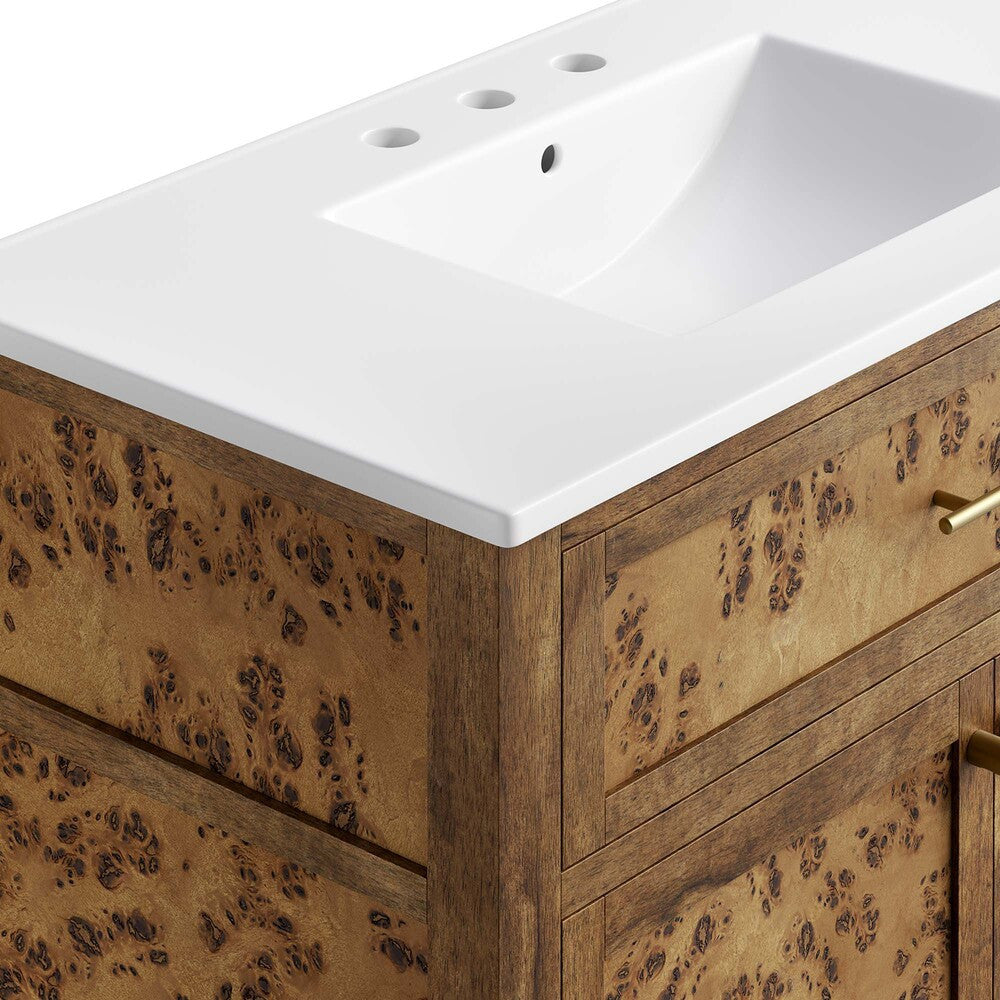 EEI-6448-WHI-BRN Elysian 36" Wood Bathroom Vanity by Modway