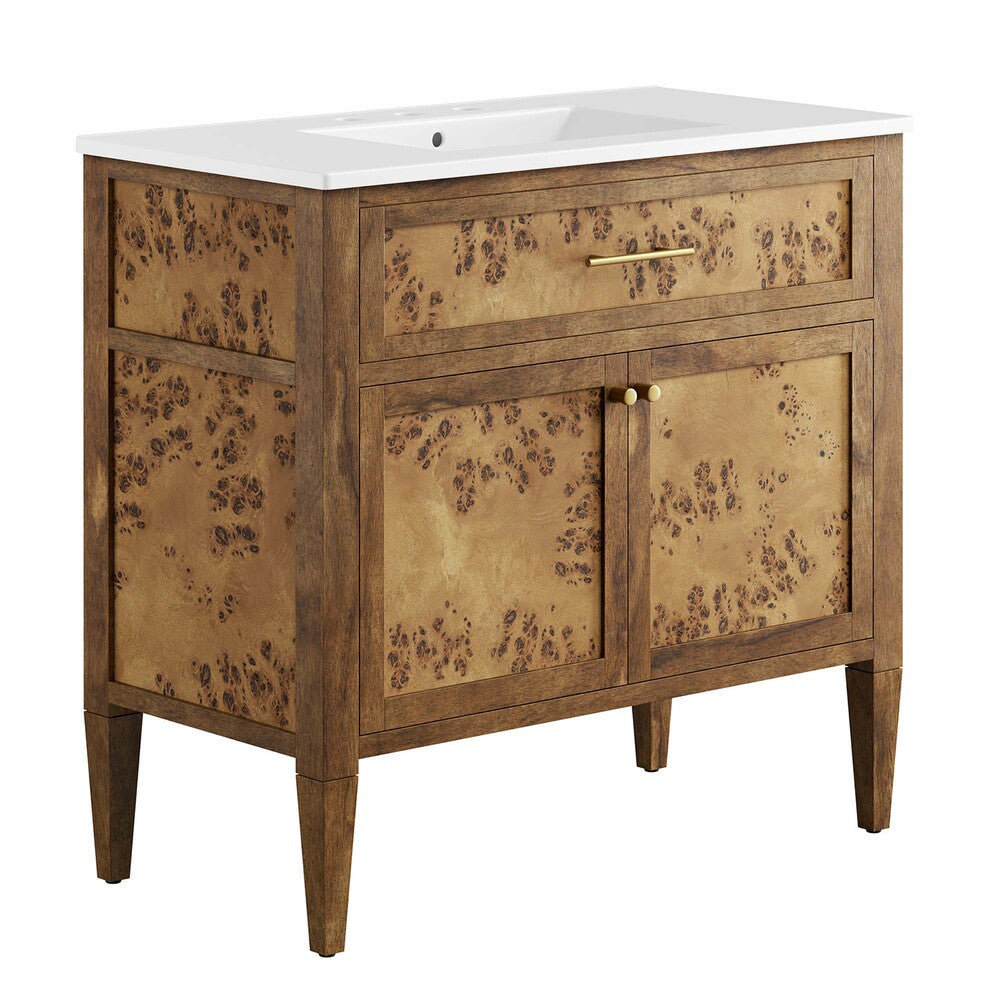 EEI-6448-WHI-BRN Elysian 36" Wood Bathroom Vanity by Modway