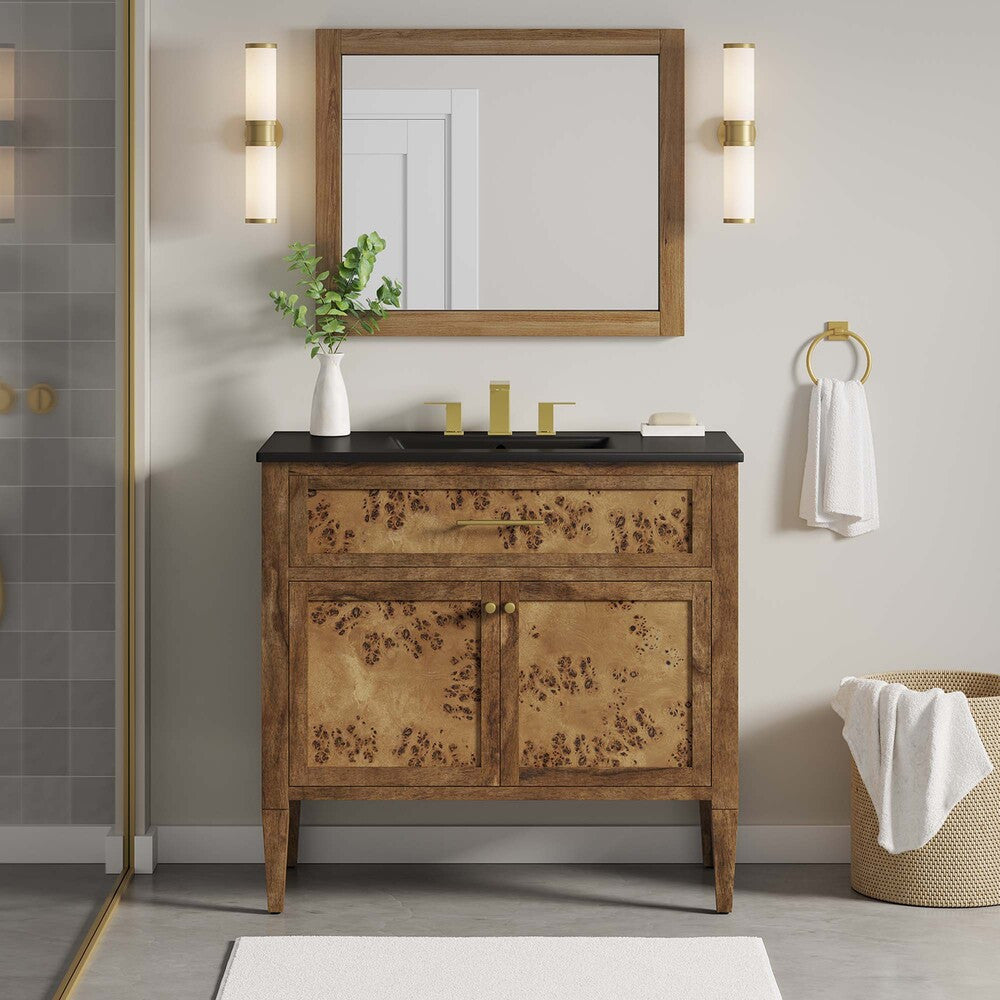 EEI-6450-BLK-BRN Elysian 36" Wood Bathroom Vanity by Modway