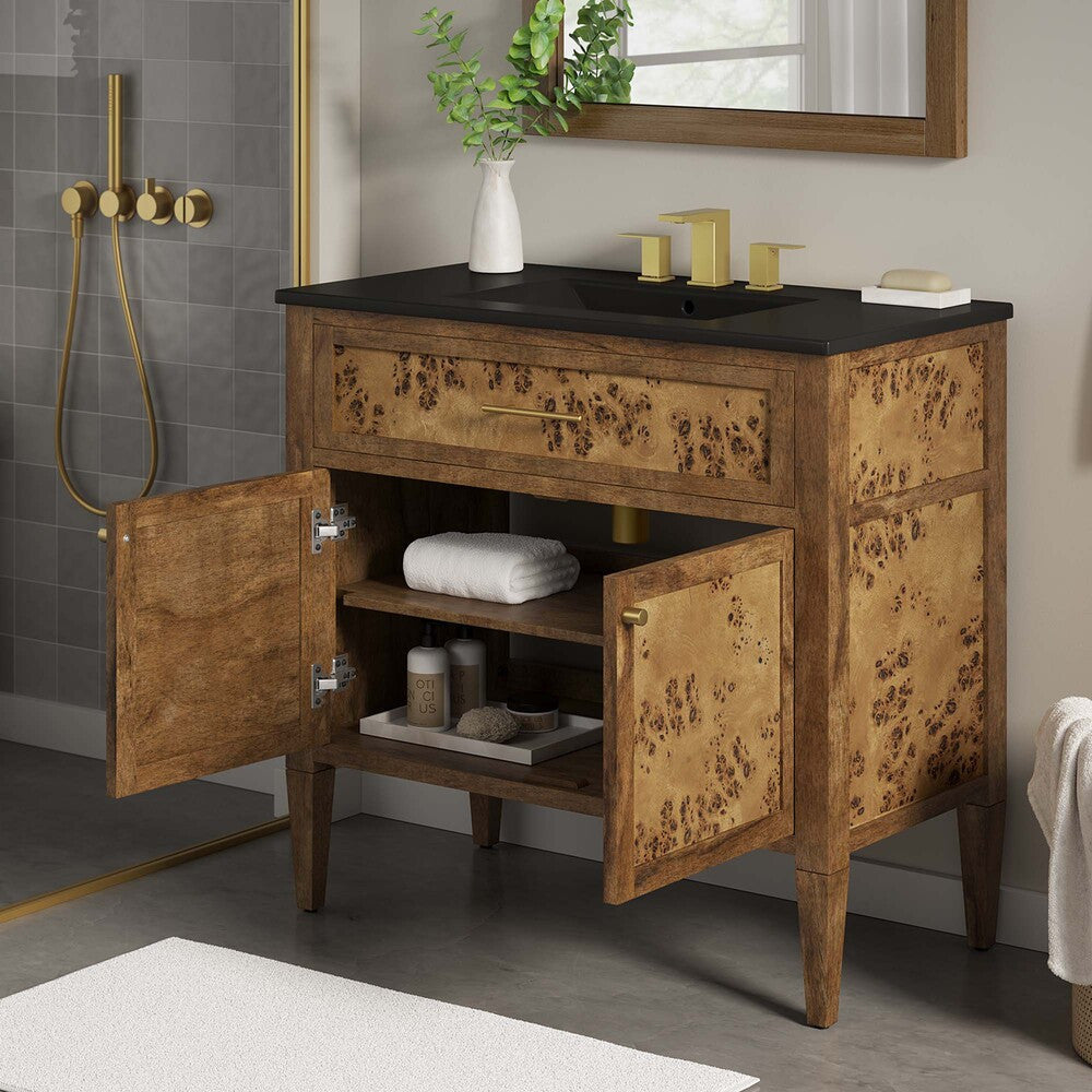 EEI-6450-BLK-BRN Elysian 36" Wood Bathroom Vanity by Modway