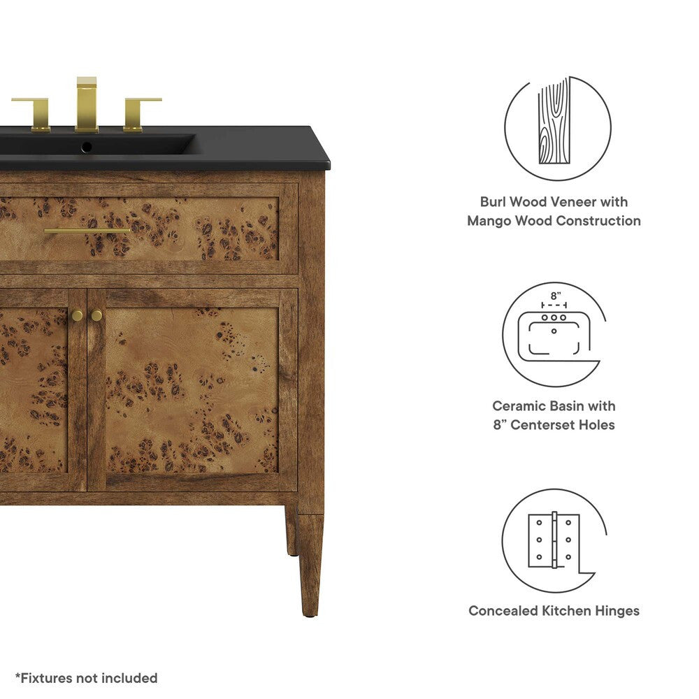 EEI-6450-BLK-BRN Elysian 36" Wood Bathroom Vanity by Modway